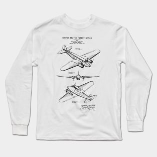 Airplane Pilot Gift - 1834 Boeing 247 Patent Long Sleeve T-Shirt